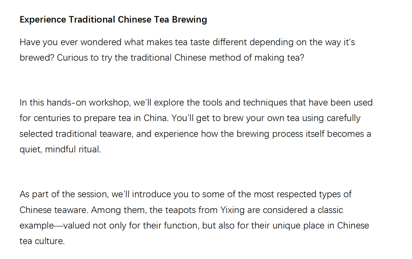 Experience Traditional Chinese Tea Brewing (22. June 2025)